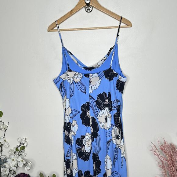 ANTHROPOLOGIE x DRESS THE POPULATION Kendall Cowl Neck Midi Dress Blue {3K33} - Picture 4 of 8